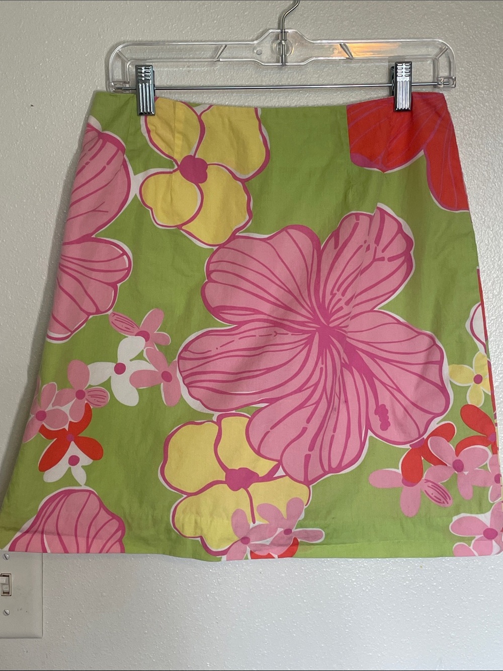 Lilly Pulitzer Pink Yellow Green Floral Mini Skirt